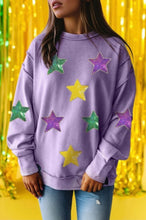 Load image into Gallery viewer, Lavender Stripes and Sequined Mardi Gras Stars