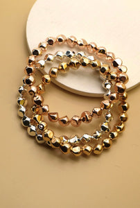 Faceted CCB Bead 3-Strand Stretch Bracelet