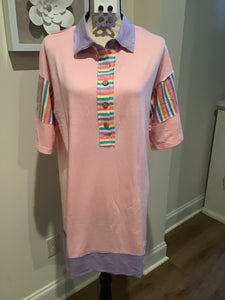 Pink Stripes Color Block Pastel Dress