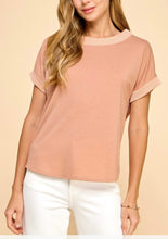 Load image into Gallery viewer, Dark Peach Solid Top with Ribbed Cuffs