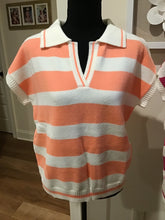 Load image into Gallery viewer, Short Sleeve Striped Collared Spring Sweater