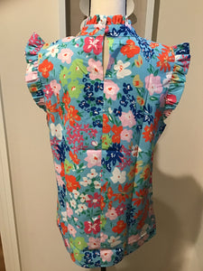Floral Ruffle Sleeveless Top