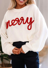 Load image into Gallery viewer, Ribbed White Merry Top