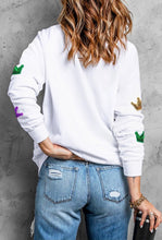 Load image into Gallery viewer, Mardi Gras Crown Sequined Sweatshirt