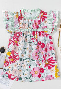 Floral Ruffle Sleeve Blouse